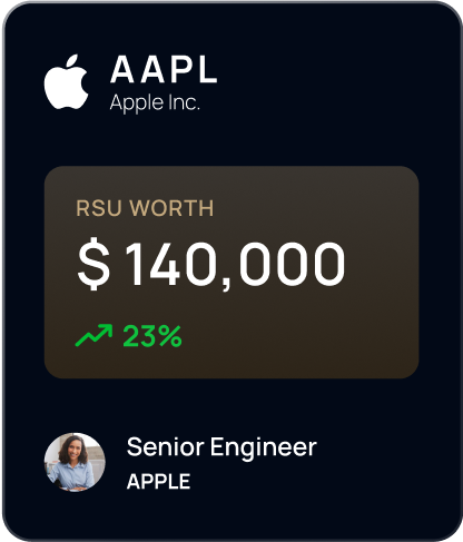 Apple stock card showing RSU worth $140,000